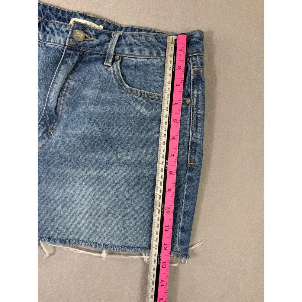 Unpublished Denim Shorts Womens 29 Blue Distressed Raw Hem Cutoff Mid Rise